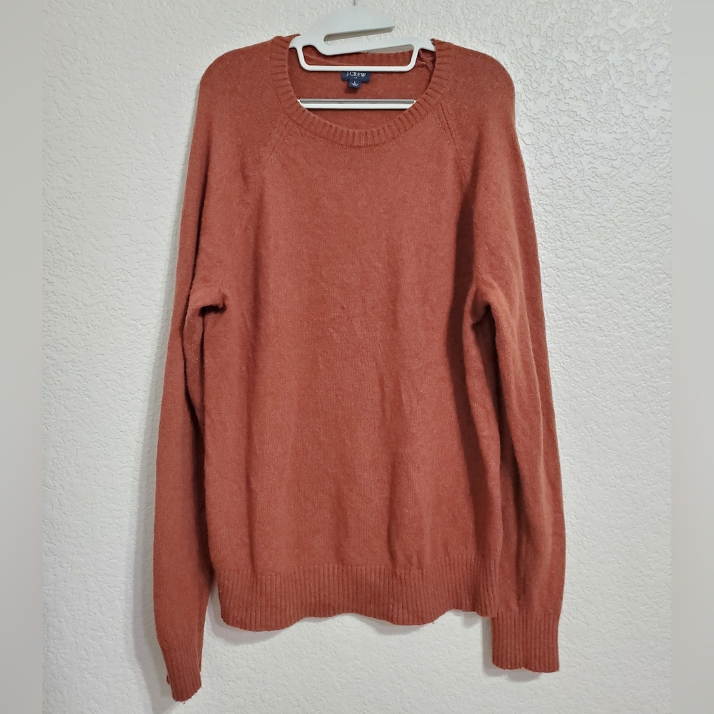 J. Crew Burnt Orange Crewneck Lamb's Wool Knit Sweater Men's Size Large